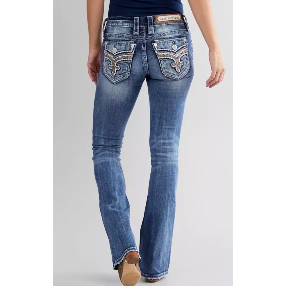 Rock Revival Adelisa Low Rise Bootcut Jeans Womens Size 30 Cowgirl McBling Glam